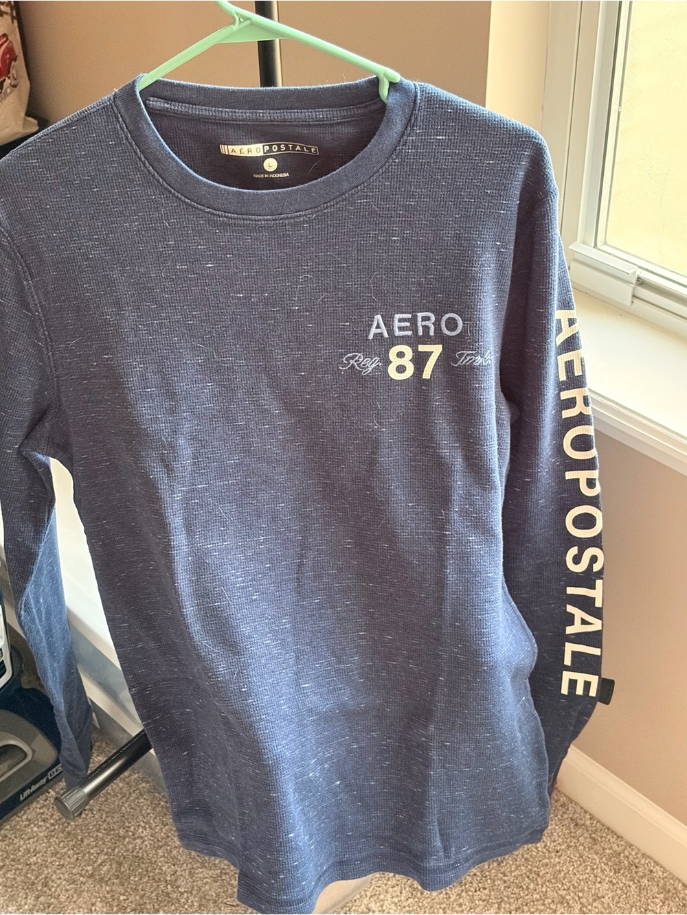 Aeropostale Navy Long-Sleeve 'AERO 87' Graphic Tee